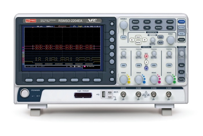 RS PRO RSMSO-2204EA, 200MHz Bench Oscilloscope, 4 Analogue Channels, 16 Digital Channels