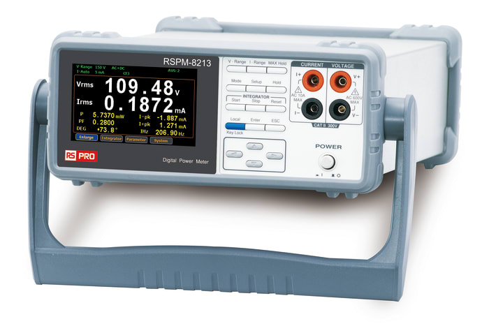 RS PRO Power Meter, > 6kW max, 20 A ac, 200mA ac max, 20 A dc, 200mA dc max, 300V dc max