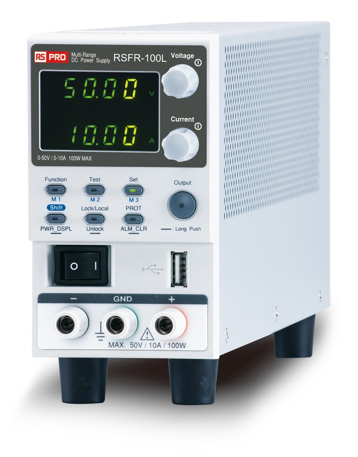 RS PRO Digital Bench Power Supply, 50V, 10A, 1-Output, 100W - RS Calibrated