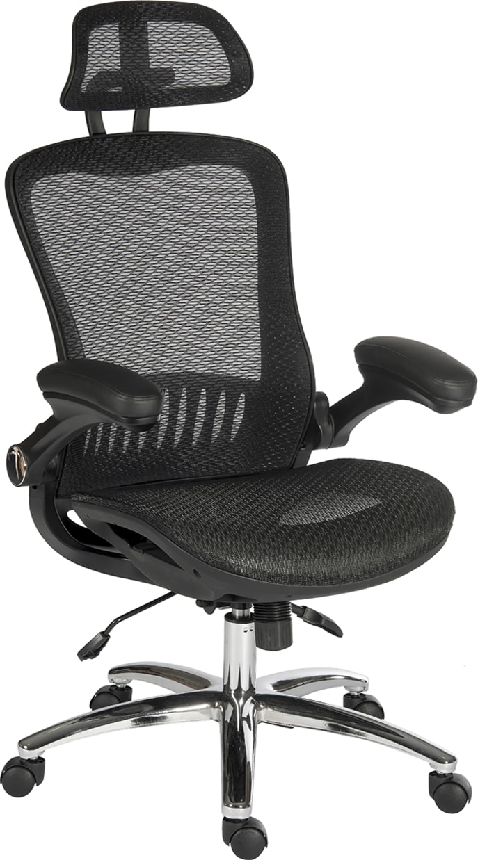 Silla oficina RS PRO de color Negro ajustable Sobre Ruedas, asiento de Malla, alt. asiento 45 → 56cm