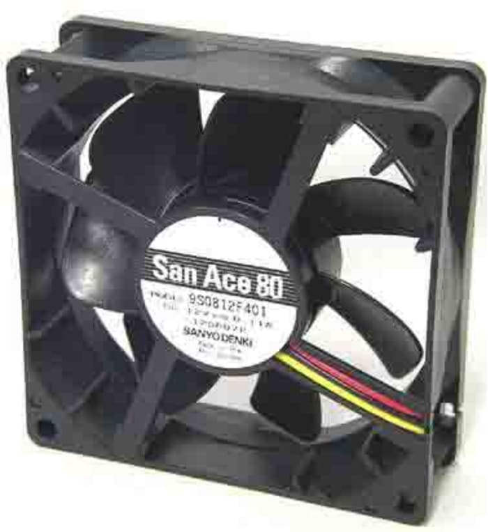 Ventilateur axial 95 Sanyo Denki 12 V c.c., 55.8m³/h, 80 x 80 x 25mm, 1.32W