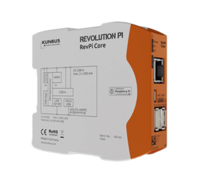Revolution PI RevPi Core, Industrial Computer, 700 MHz Quad-Core, BCM2835 700 MHz, 500 MB (RAM), 4 GB (Flash), Linux