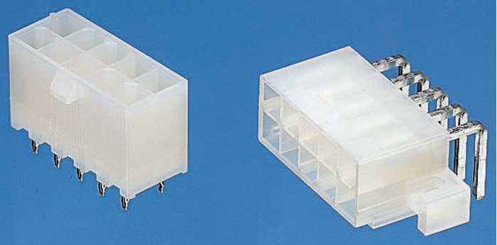 Molex Mini-Fit Jr. Series Right Angle Through Hole PCB Header, 16 Contact(s), 4.2mm Pitch, 2 Row(s), Shrouded