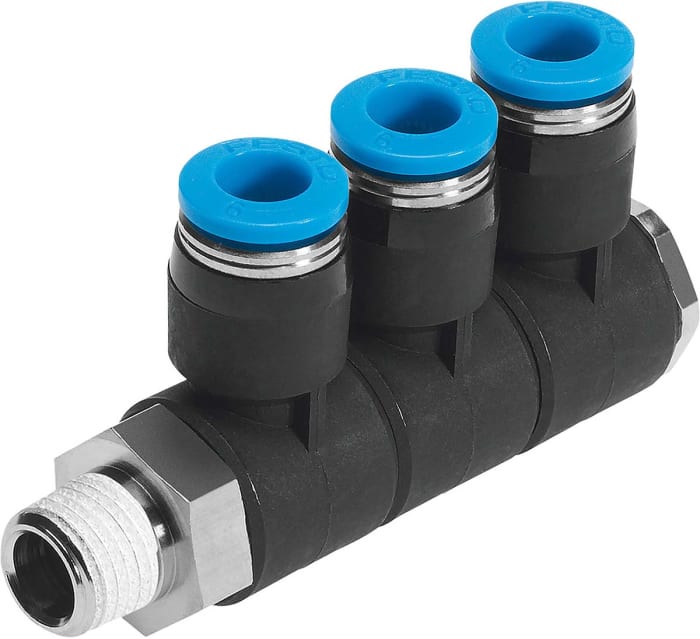 Festo QSLV Series Multi-Connector Fitting, R 1/4 to 6 mm, Threaded-to-Tube Connection Style, 153223