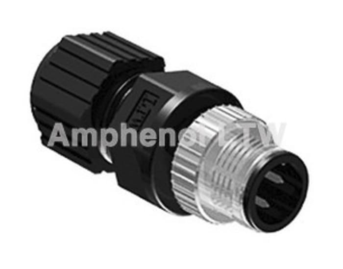 Amphenol Industrial Circular Connector, 4 Contacts, Cable Mount, M12 Connector, Plug, Male, IP68, M Series