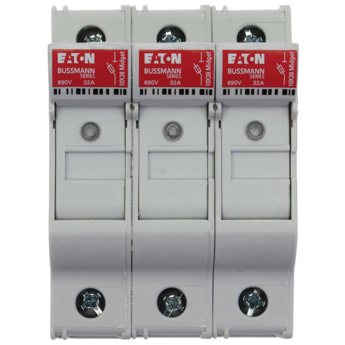 CHM3DIU Eaton Eaton 32A Rail Mount Fuse Holder for 10 x 38mm Fuse, 3P