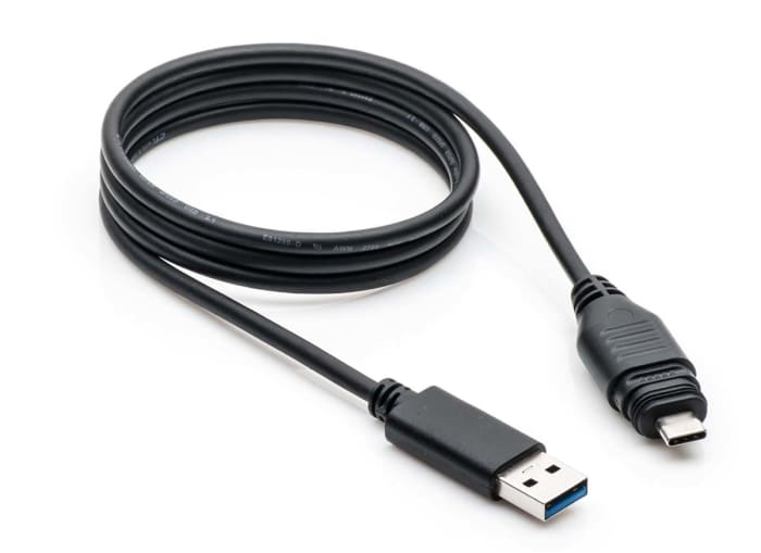 Cable USB 3.1 Amphenol Industrial, con A. USB A Macho, con B. USB C Macho, long. 1m, color Negro