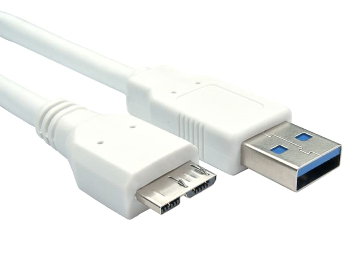RS PRO USB 3.0, Male USB A to Male Micro USB B, 800mm
