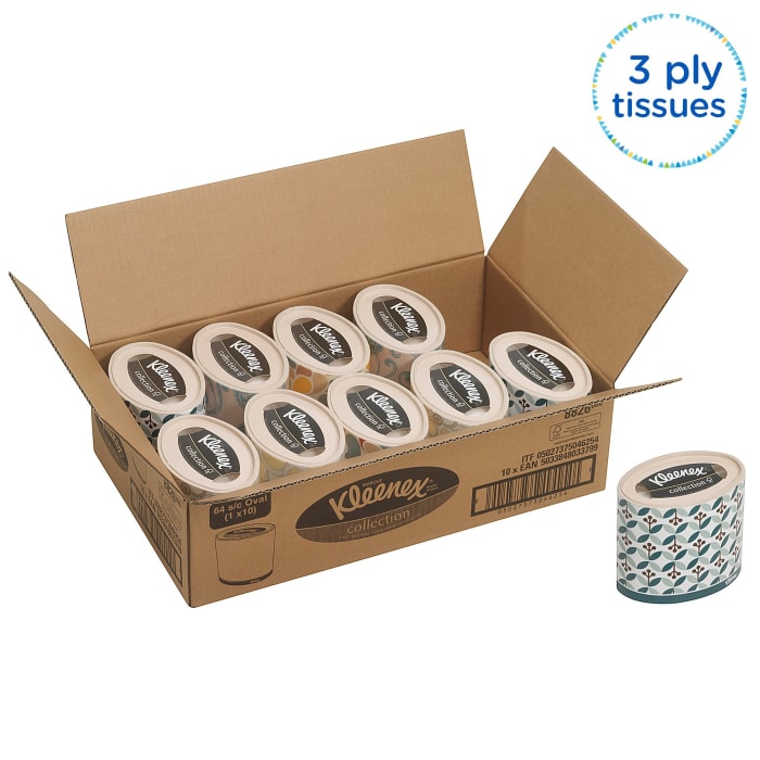 Jedno použití Skříň, počet ubrousků: 64, Bílá, Všeobecný úklid Kimberly Clark 3, sortiment: KLEENEX Suché