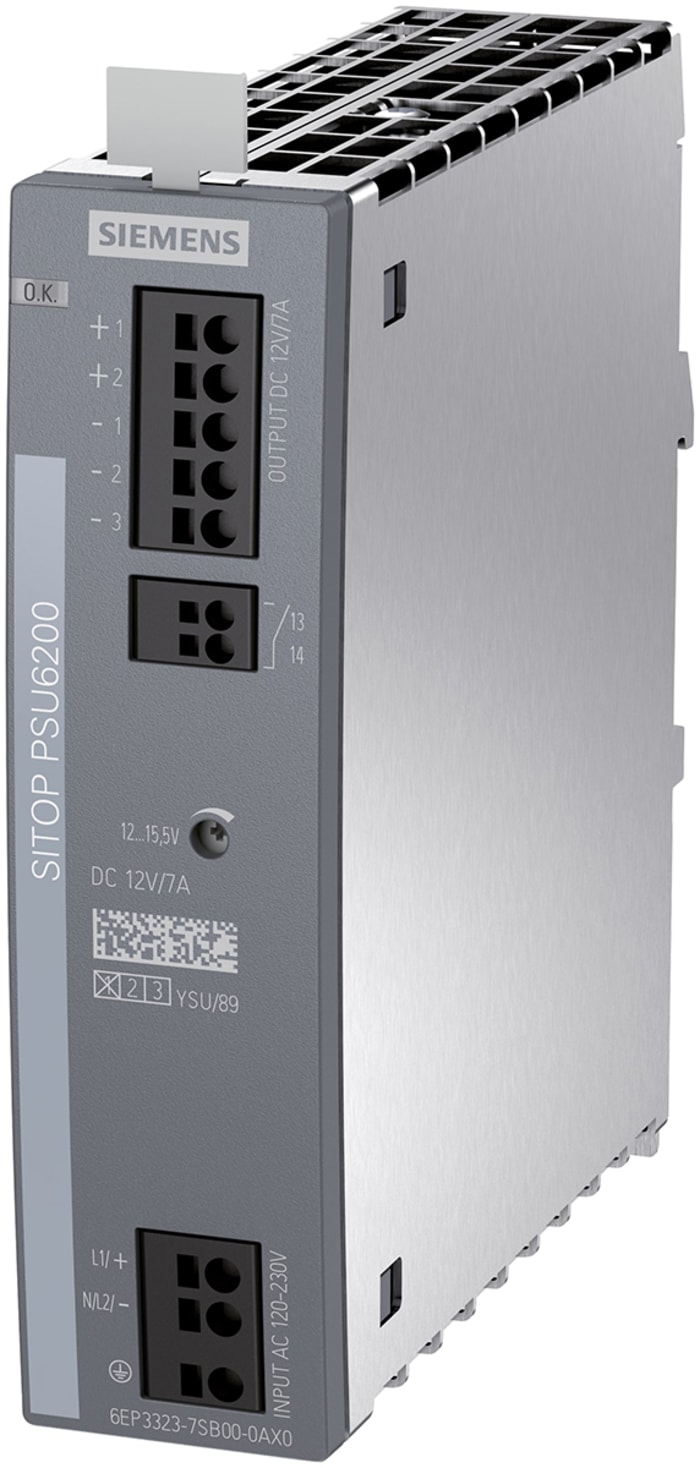 Alimentation pour rail DIN Siemens, série SITOP PSU6200, 12V c.c.out 7A, 84W