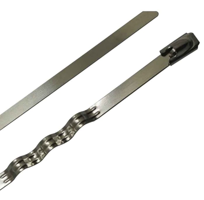 RS PRO Cable Tie, Zig Zag, 360mm x 4.6 mm 316 Stainless Steel, Pk-100