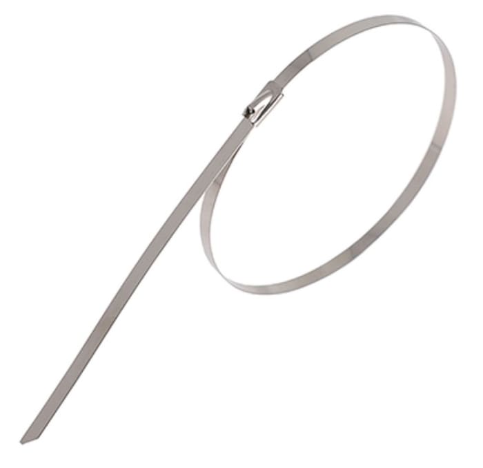 RS PRO Cable Tie, Ball Lock, 125mm x 4.6 mm 304 Stainless Steel, Pk-100