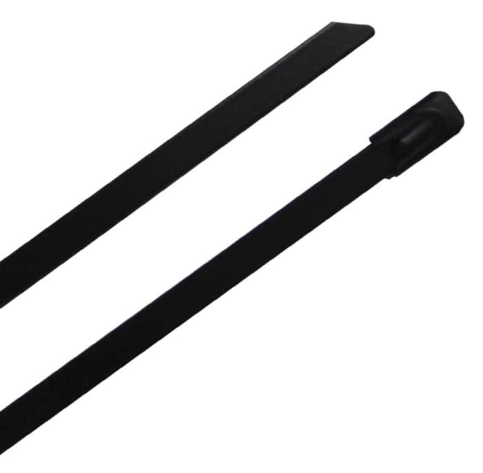 RS PRO Cable Tie, Ball Lock, 680mm x 4.6 mm, Black 316 Stainless Steel, Pk-100