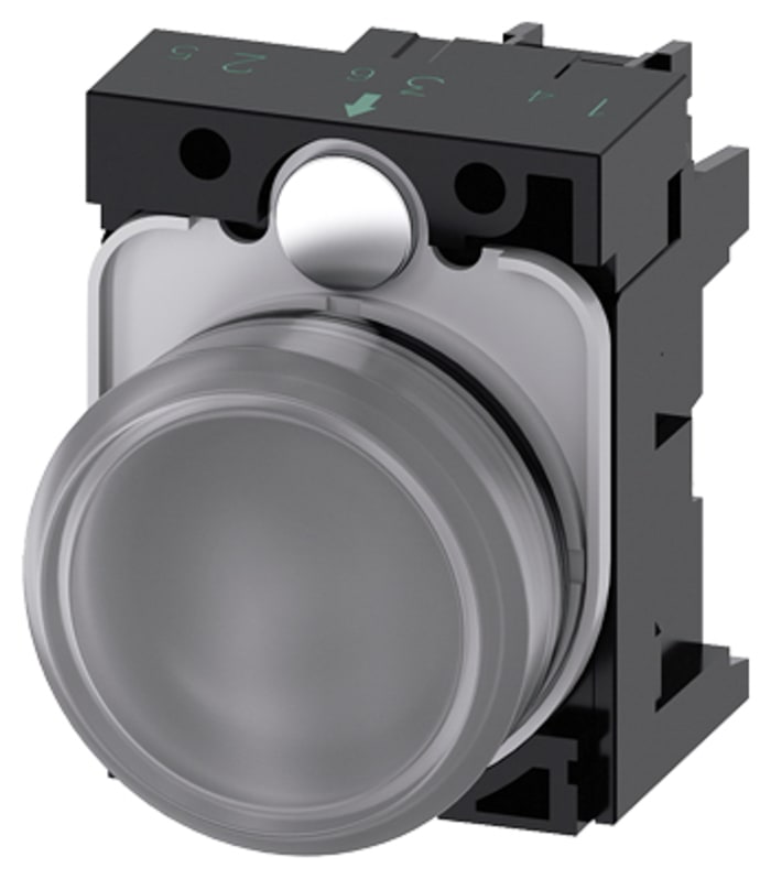 Siemens, SIRIUS ACT 3SU11, Panel Mount Clear LED Pilot Light Complete, 22mm Cutout, Round, 230V ac