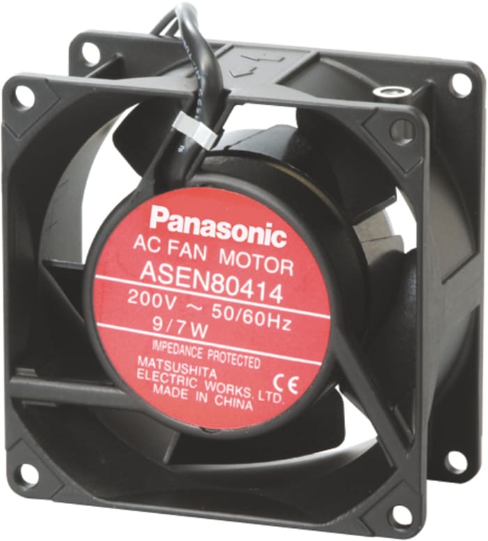 Panasonic ASEN Series Axial Fan, 230 V ac, AC Operation, 0.9m³/min, 10W, 70mA Max, 80 x 80 x 38mm