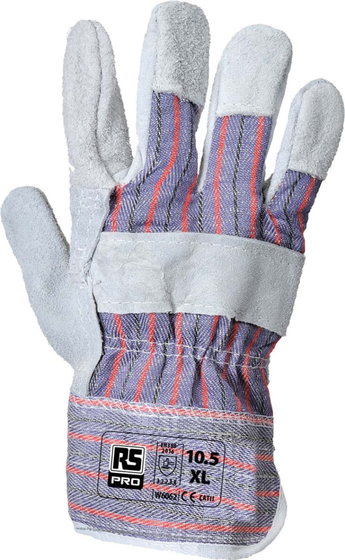 RS PRO Rigger Cotton Work Gloves, Size 10, Leather Coating