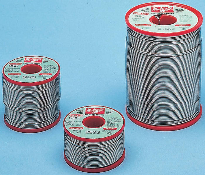 Soudure Multicore 1mm, 500g, Etain 95.5%, Argent 3.8%, Cuivre 0.7%, fusion à 217°C