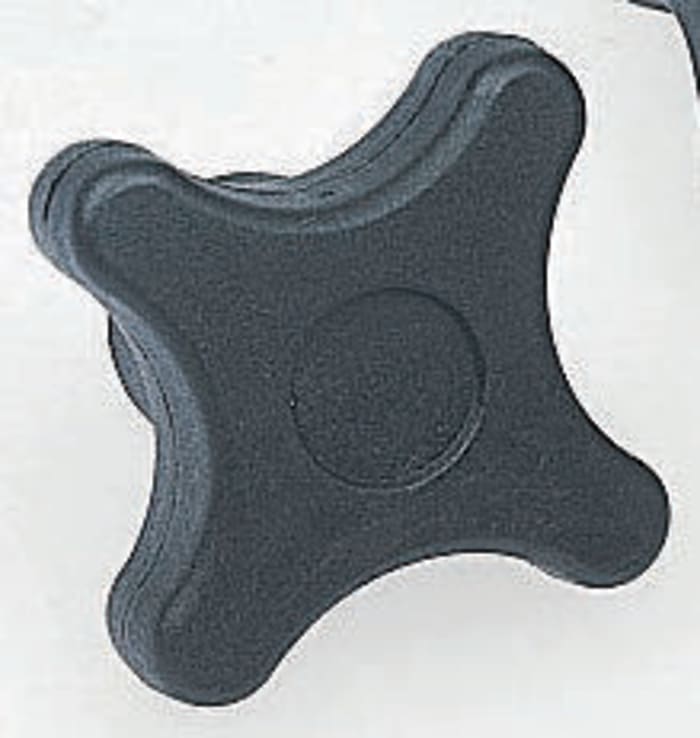 RS PRO Black 4-Arm Knob, M10 x 15, Threaded Hole