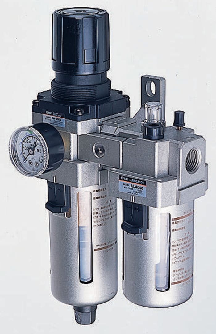 SMC G 1/2 FRL, Manual Drain, 5μm Filtration Size - With Pressure Gauge