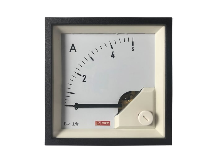 RS PRO Digital Ammeter 5 (Input, Scale)A AC, 68mm x 68mm, 1 % Moving Iron