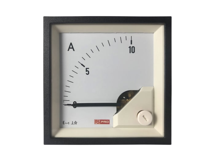 RS PRO Analogue Panel Ammeter 10 (Input)A AC, 68mm x 68mm, 1 % Moving Iron
