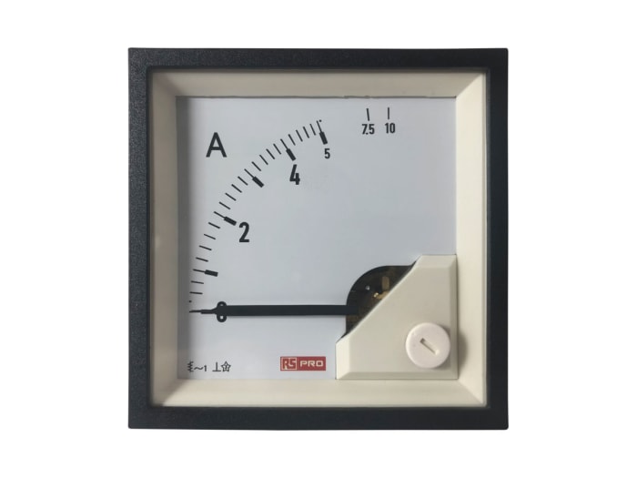 RS PRO Analogue Panel Ammeter 10 (Input)A AC, 68mm x 68mm, 1 % Moving Iron