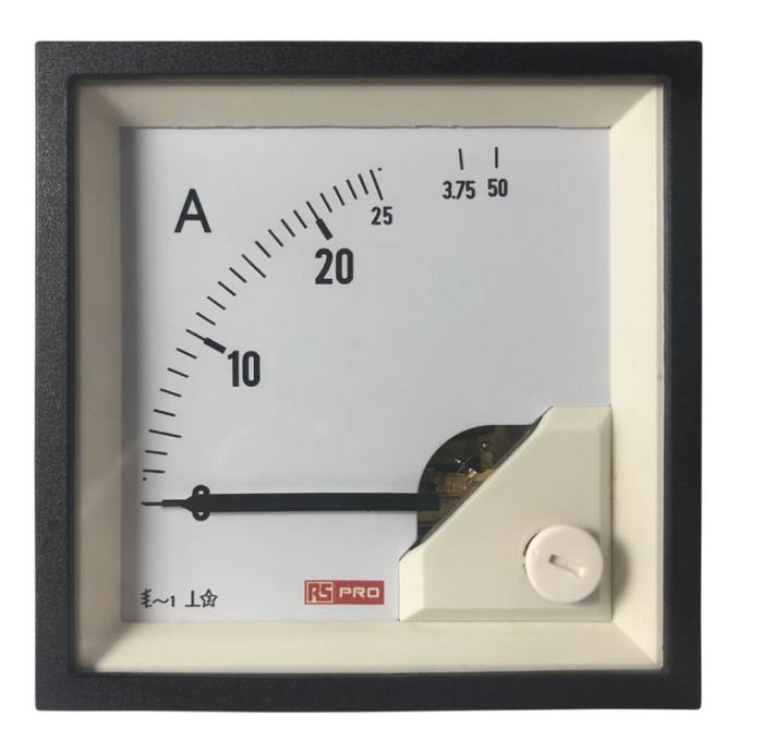 RS PRO Analogue Panel Ammeter 50 (Input)A AC, 68mm x 68mm, 1 % Moving Iron