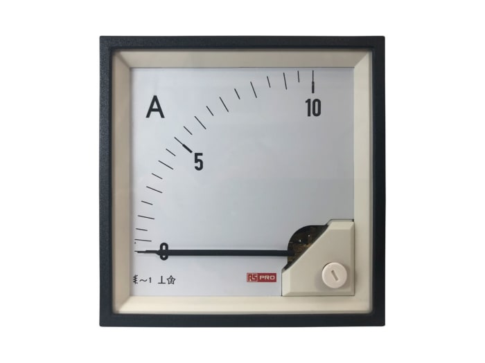 Ampèremètre analogique de panneau V c.a. RS PRO, Echelle 10 (Input)A, 92mm x 92mm