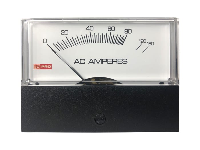 Ampèremètre analogique de panneau V c.a. RS PRO, Echelle 10 (Input) A, 160 (Scale) A, 76mm x 74mm