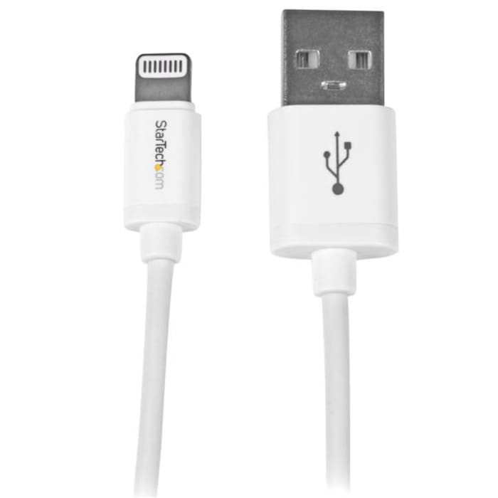 Cable USB 2.0 StarTech.com, con A. USB A Macho, con B. Lightning Macho, long. 1m, color Blanco