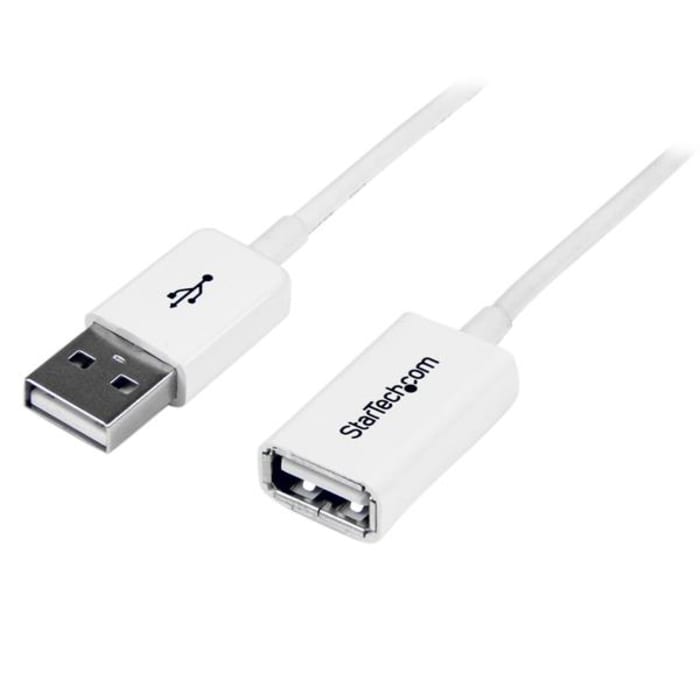 Cable USB 2.0 StarTech.com, con A. USB A Macho, con B. USB A Hembra, long. 2m, color Blanco