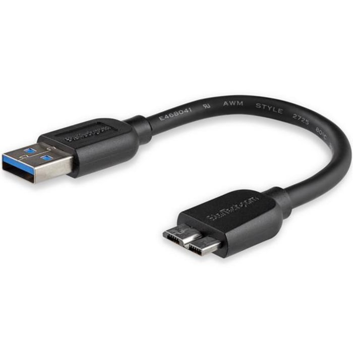 Cable USB 3.0 StarTech.com, con A. USB A Macho, con B. Micro USB B Macho, long. 150mm, color Negro