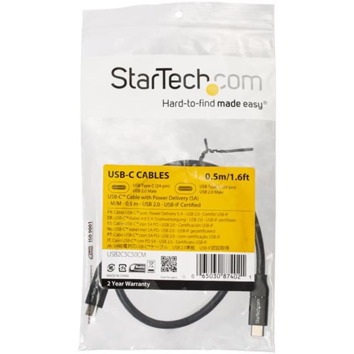 USB2C5C50CM USB 2.0 Cable, Male USB C to