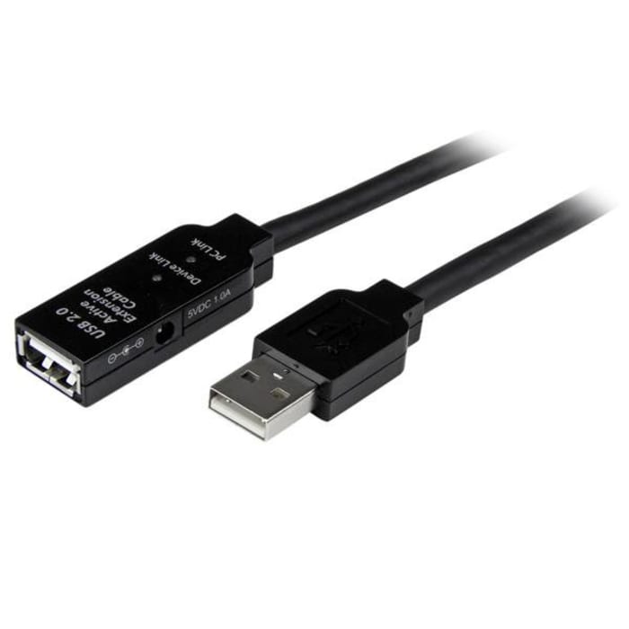 Cable USB 2.0 StarTech.com, con A. USB A Macho, con B. USB A Hembra, long. 15m, color Negro