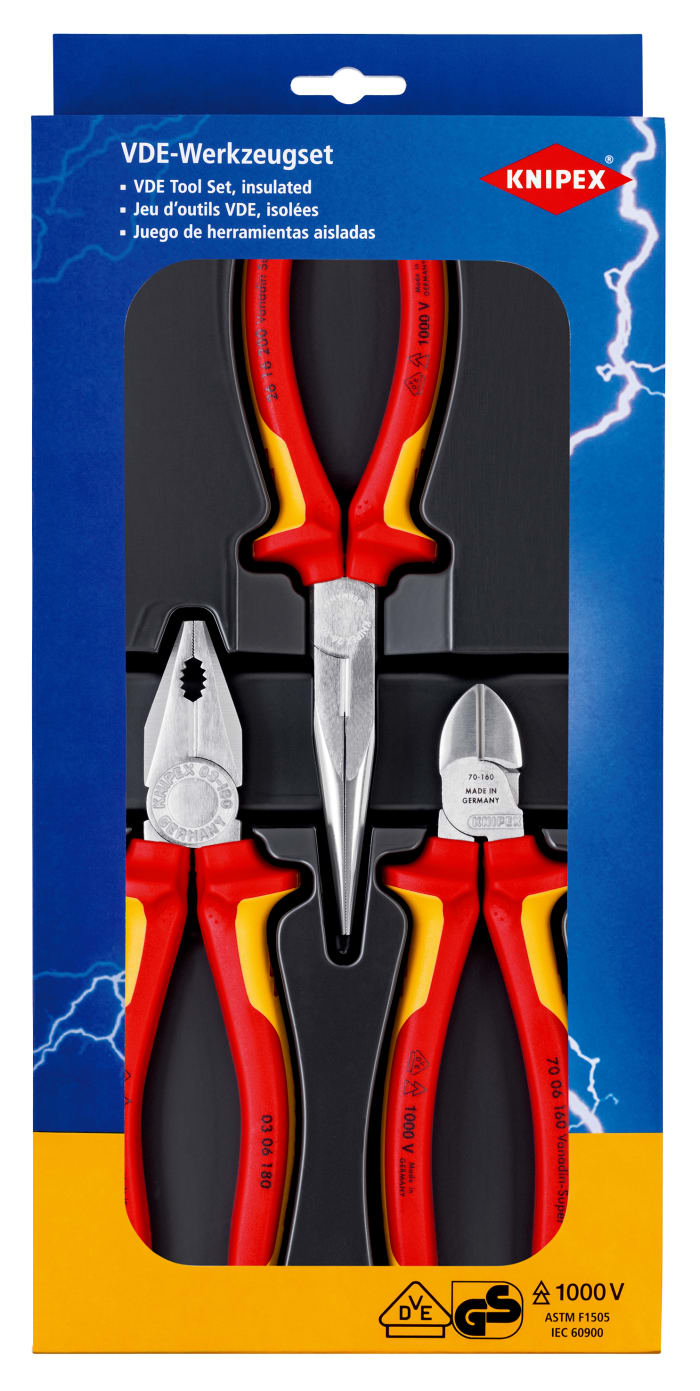 Knipex 3-Piece Plier Set, VDE/1000V, 320 mm Overall