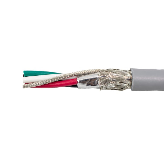 Câble de commande Blindé Alpha Wire 300 V, 4 x, 22 AWG, gaine en PVC, Gris, 305m
