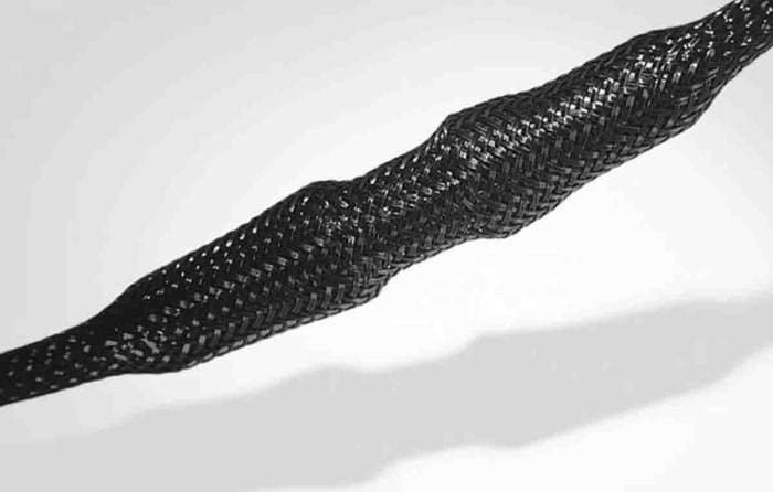 HellermannTyton 170-03025 Braided Sleeving, Split Wrap, 1 Dia, PET, Black,  50 ft/reel