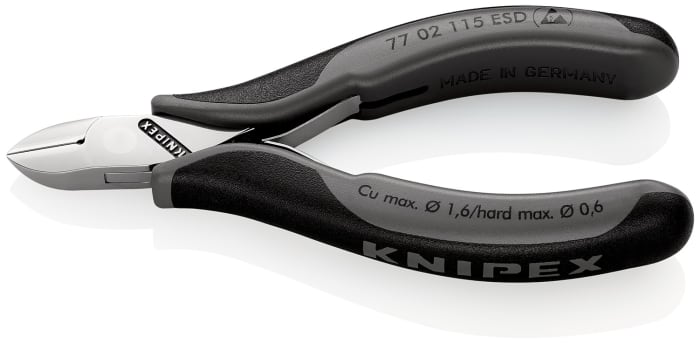 Alicate de corte diagonal de precisión Knipex, capacidad de corte 1.6mm, long. total 115 mm, , , ESD