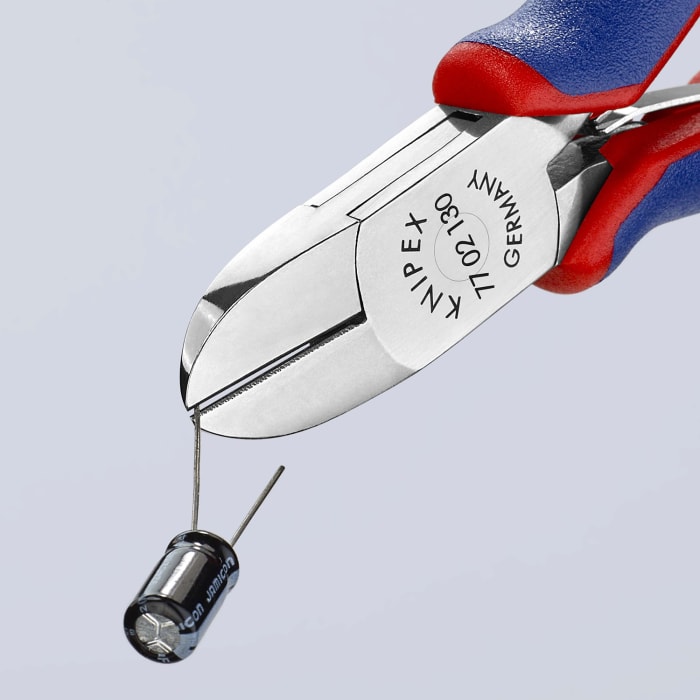 KNIPEX 70 05 160 - 13533 Diagonal Cutter Chrome Plated, Handles With Multi Component Grips With Elongated Cutting Edge 13533