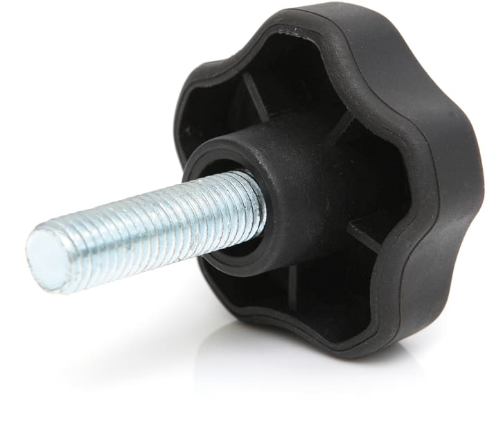 RS PRO RS PRO Black Multiple Lobes Clamping Knob, M6, Threaded Stud