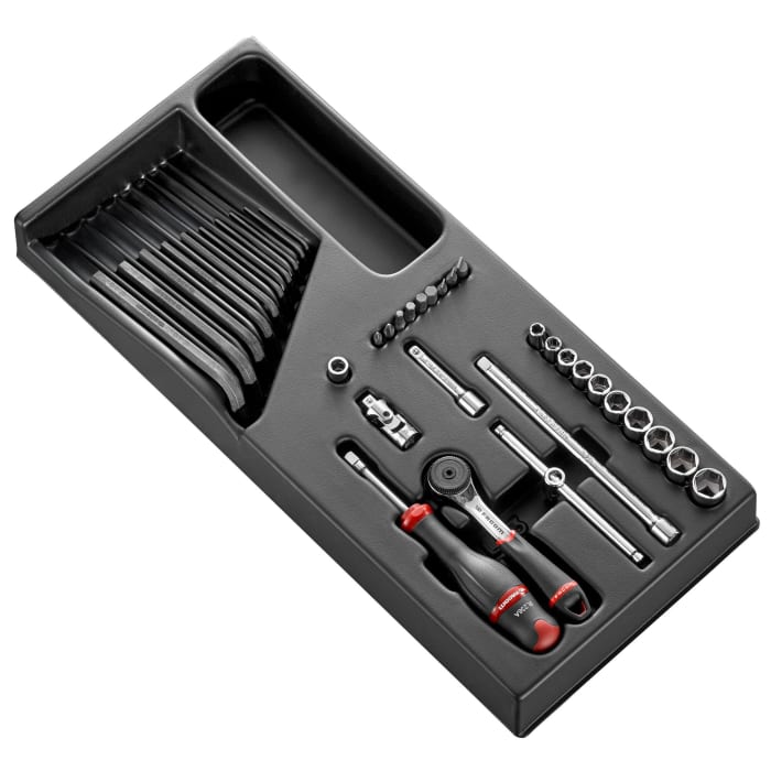 Facom 36-Piece Metric 1/4 in Standard Socket/Allen Key/Bit Set with Ratchet, 6 point