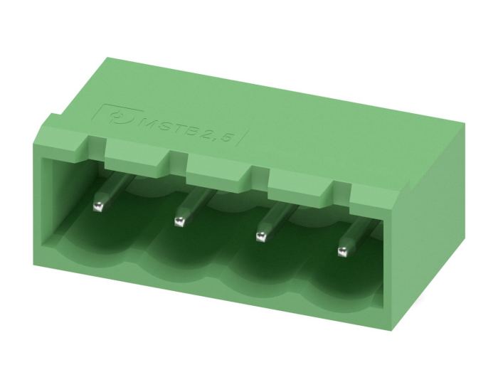 Phoenix Contact, 5.08mm Pitch, MSTBA 2.5/ 4-G-5.08, 4 Way, Right Angle, Pluggable Terminal Block, Header, Wave