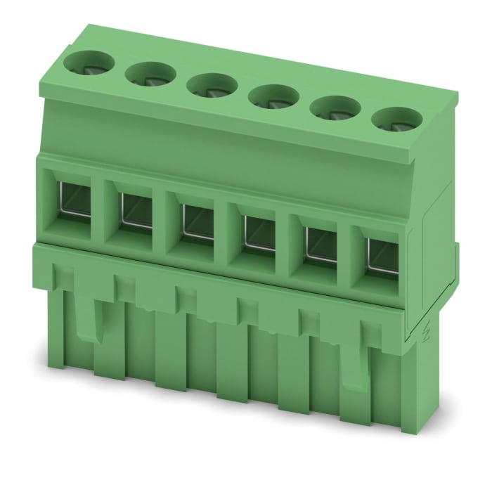 Phoenix Contact, 5.08mm Pitch, MVSTBR 2.5/6-ST-5.08, 6 Way, , Pluggable Terminal Block, Plug, Cable Mount, Screw