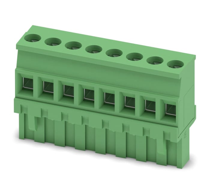 Phoenix Contact, 5.08mm Pitch, MVSTBR 2.5/ 8-ST-5.08, 8 Way, Pluggable Terminal Block, Plug, Cable Mount, Screw
