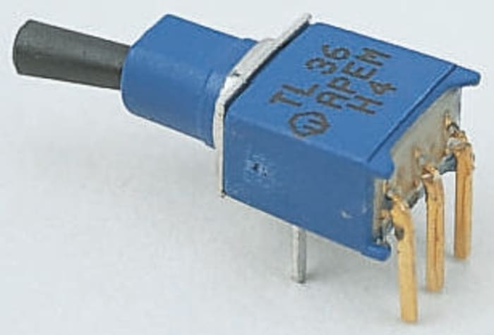 Toggle Switch / Toggle Anahtar, Tek Kutuplu Tek Atımlı (SPST), 20 V'de 400 mA, PCB'ye Monte, Mandallama