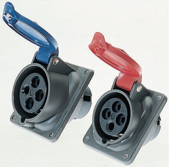 Se zámkem barva Žlutá, orientace těla: Pravý úhel spínatelný, IP44, IP55 Zásuvka, formát pólů: 2P+E, 16A, 130 V AC