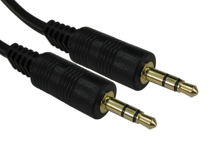 RS PRO Male 3.5mm Stereo Jack to Male 3.5mm Stereo Jack Aux Cable, Black,  500mm