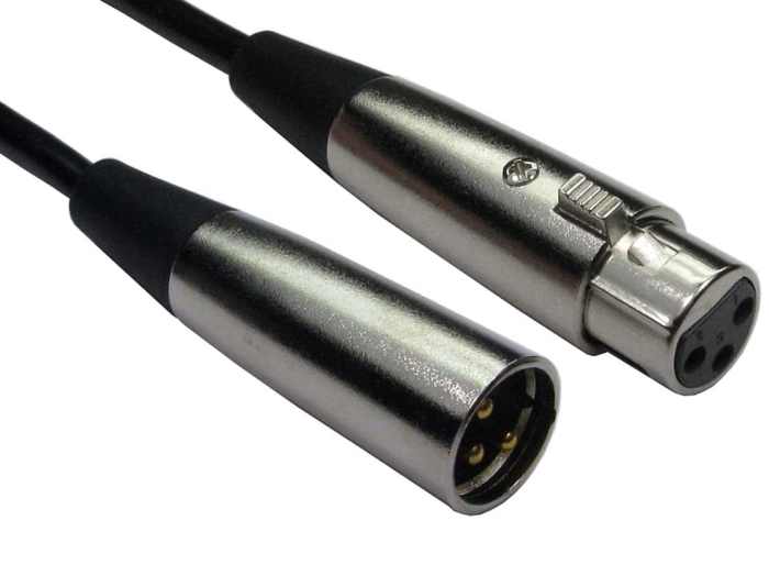 RS PRO Male 3 Pin XLR to Female 3 Pin XLR  Cable, Black, 0.5m