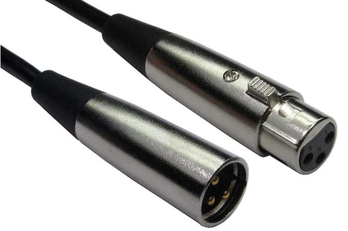 RS PRO Male 3 Pin XLR to Female 3 Pin XLR  Cable, Black, 10m