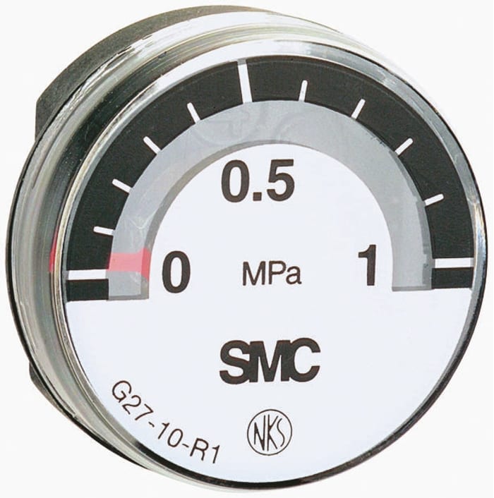 SMC Analogue Pressure Gauge Back Entry, G27-10-R1-X209, 0MPa min.